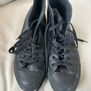 Converse Black Leather High-Top Sneakers